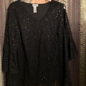 Gorgeous Black Lace and Sequin top